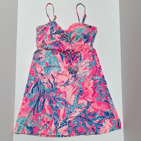 Lilly Pulitzer Margarete Swim Coverup Dress Adjustable Straps Bright Pink EUC  S - Picture 3 of 12